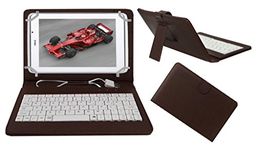 ACM USB Keyboard Case Compatible with Xolo Qc800 8" Tablet Cover Stand Study Gaming Direct Plug & Play - Brown