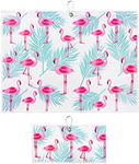 Flamingo Tropics Golf Towel with Clip for Women and Men for Golf Bags, Microfiber Large Multipurpose and Small Ball Towels, Set of 2