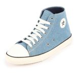 FAUSTO FST KI-917 Sky NAVY-43 Men's Sky Blue Mid Top Star Toe Cap Upper Denim 8-Eye Lace Up Canvas Sneakers Shoes (9 UK)