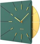 Driini Mid Century Modern Wall Clock - Square Green Clock with Decorative Gold Accent- Unique Modern Clock, Battery Operated - MCM Wall Clock & Decorative Wall Clock for Mid Century Modern Decor.