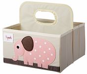 3 Sprouts Baby Diaper Caddy Organizer - Nursery Storage Bin for Boys and Girls - Tote Bag & Car Organizer with Handle - Baby Basket - Newborn Registry Must Haves, Elephant
