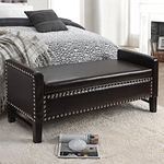 Inspired Home Columbus PU Leather Modern Contemporary Silver Nail Head Trim Multi Position Storage Bench, Espresso