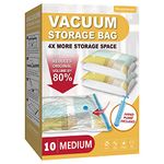 Vacuum Storage Bags, 10 Medium Space Saver Bags Vacuum Seal Bags with Pump, Space Bags, Vacuum Sealer Bags for Clothes, Comforters, Blankets, Bedding