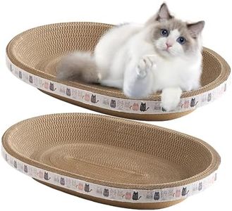 2 Unidades de cartón rascador para Gatos, Ovalado Redondo salón rascador para Gatos, protección de Muebles, sofá o Cama para Gatos, Muebles rascadores para sofá, Juguetes de Entrenamiento