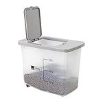 Taylor & Brown 30L/13KG Airtight Pet Food Storage Container Flip Top With Wheels Transparent Plastic Birds Pet Dog Cat Animal Dry Food Seed Dispenser Bin (Grey)