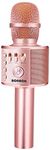 BONAOK Wireless Bluetooth Karaoke Microphone,3-in-1 Portable Instrument Wireless Microphone Mic Speaker Machine Home Party Birthday for All Smartphones(Champagne)