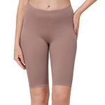SOIE Women's Mid Rise Soft Polyamide Spandex Knee Length Cycling Shorts(CS-3 BARK L)