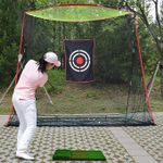 Golf Ball Practice Nets Screen for Outdoor Backyard Driving, Heavy Duty Indoor Garage Golf Backyard Impact Hitting Nets, Portable Best Pro High Impact Golf Driving Net