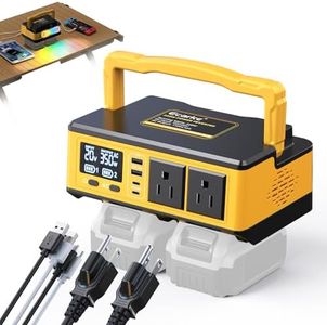 350W Power Inverter Compatible with DeWalt 20V Batteries: Ecarke Portable Power Outlet 2 AC Outlets 2 USB Phone Charger 2 Type-C, Generator DC 18V to AC 110V - Battery Adapter LED Light RGB Light