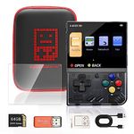 S_way Miyoo Mini Plus, Handheld Game Console 64G TF Card 25000+Games, 3.5 Inch IPS Screen, Support WiFi, Portable Game Console Open Source System, Game Console Emulator Bag, Clear Black/64g