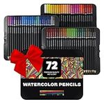 HIPPIE CRAFTER Watercolor Colored Pencils for Adult Coloring Professional 72 Bulk Pencil Set Water Color Pencils Painting Art for Artists & Beginners Drawing Watercolor Pencils