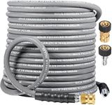 Coyardor 3/8" Pressure Washer Hose 50 FT 4500 PSI, Steel Braided Layer & NonMarking Rubber for Hot/Cold Water High Power Washer Replacement With 3/8 Inch Quick Connect & M22 Fitting, Industrial-grade