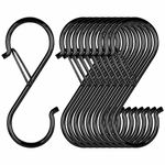 10 PCS S Hooks, Rustproof S-Shaped Hook with Safety Buckle Heavy Duty Metal S Hanging Hook for Clothes, Pots, Pans, Kitchen Utensil, Cubicle, Closet Rob, Bags (3.5 inch, Black)