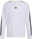 adidas Boys' Long Sleeve Cotton Small Logo T-Shirt, New White