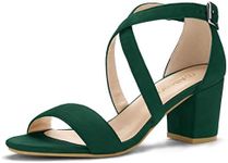 Allegra K Women's Crisscross Ankle Strap Block Heel Green Sandals 9 M US