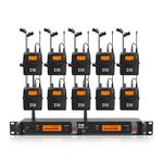 XTUGA RW2080 Wireless in Ear Monitor System 2 Channel 10 Bodypack, Whole Metal Monitoring System with In-Ear Headphone, Wireless Type Used for Stage or Studio