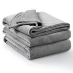 Aisbo Fleece Throw Blanket Grey - Versatile Soft Warm King Size Blanket Fluffy Extra Large Throws for Bed, Cozy Solid Flannel Blanket for Sofa Couch, 230x270cm Gray