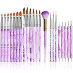 Kalolary 22pcs UV Gel Nail Art Brush Set, Acrylic Nail Art Dust Brush Nail Art Dotting Pen Nail Painting Brush Pen Nail Art Tips Builder Brush Gel Nail Painting Tools for DIY Nail Art Designs