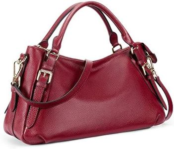 Kattee Women's Soft Genuine Leather Satchel Purses Top Handle Crossbody Bags Ladies Designer Medium Size Hobo Handbags(Wine Red)