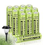 KINREECELL Ni-MH Rechargeable AAA Batteries High Capacity 1.2V Pre-Charged Triple A Battery for Garden Lights, Outdoor Solar Lights, Battery String Lights, Pathway Lights (AAA 600mAh-12pack)