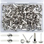 200 Pcs Split Pins, Metal Paper Fasteners Mini Brads, 8mm x 16mm Round Scrapbooking Brads Split Pins with Storage Box for Paper Craft DIY Stamping Scrapbooking (Silver)