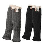 QKURT 2 Pairs Long Leg Warmers, Sports Yoga Leg Warmers Winter Boots Cuff Warmer legsleeve Gift for Woman,Girls