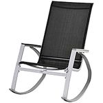 Outsunny Rocking Chair Sun Lounger Garden Seat Patio High Back Texteline Black