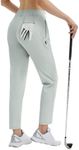 BALEAF Women's Golf Pants Stretch with Belt Loops Zipper Pockets Travel Casual Work Bussiness Dress UPF 50+ Light Gray XS