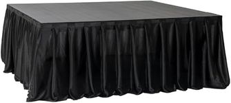 16’ x 28” MyStage Portable Stage Skirt - Black Satin Fabric Adhesive for Events, Performances, & Wedding Staging, High-Quality Wrinkle-Free Platform Skirting Cloth - (Black)