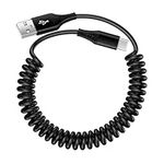 USB to USB C Cable Coiled 3FT Car C