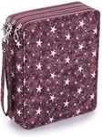 BTSKY Colored Pencil Case- 120 Slots Pencil Holder Pen Bag Large Capacity Pencil Organizer with Handle Strap Handy Colored Pencil Box with Printing Pattern Purple Star