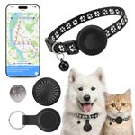 Cat Tracker with Collar, GPS Dog Tracker Compatible with iOS and Android, Real Time GPS Dog Cat Tracker, No Monthly Fee, Adjustable Collar, Pet Collar Holder with Tracking Device, IPX6 Waterproof