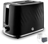 Swan ST14071BLK Windsor 2 Slice Toaster with 7 Browning Levels, Defrost/Reheat/Cancel Functions, Self-Centring Functions and Removable Crumb Tray, 900W, Black