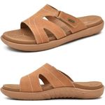 KuaiLu Womens Fashion Orthotic Sliders Ladies Lightweight Athletic Yoga Mat Sandals Slip on Thick Cushion Slippers Sandals with Comfortable Plantar Fasciitis Arch Support Khaki 7