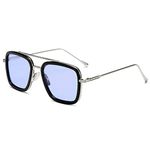 Roshfort Tony Stark Non Polarized Sunglasses For Iron Men and Women | 400nm UV Sunlight Protection with Dual Coat | Impact Resistant Non polarise Lens Size 52 | Ice Blue (Italic)