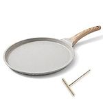 Bobikuke Non-Stick Crepe Pan, Cast Aluminium Pancake Pan 25 cm, Induction Compatible - White