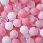 GOGOSO Balls for Ball Pit - Ocean Ball for Toddlers 1-3, Ball Pool with Color Pink Light Pink, White, Transparent and Storage Mesh Bag, 100 pcs, 2.2 Inch