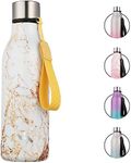 Konokyo Insulated Water Bottle with Strap,18oz Double Wall Stainless Steel Vacuum Bottles Metal Water Flask,Marble-Amber