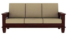 NATRAJ ART & CRAFT Sheesham Wood Sofa Set 3 Seater | Living Room Furniture | Office Furniture Sofa Set | Without Pillow | Cream Cushions | Mahogany Finish