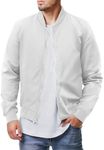 COOFANDY Men Bomber Jacket White Li