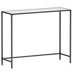 VASAGLE Console Table, Entrance Table, Sofa End, Tempered Glass Table Top, Easy Assembly, Adjustable Legs, for Living Room, Entrance, Hallway, Black and Transparent LGT026B01