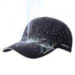 TOP-EX Mens Waterproof Baseball Cap for Running Golf - Sun Rain Cap All Weather Protection UV Reflective Breathable Outdoor Hat Black M/L