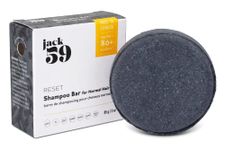 Jack59 Natural Shampoo Bar, Solid Shampoo Bar for Fine Hair with Charcoal, Vegan, pH Balanced, Gluten Free, Sulphate-Free, No Parabens Shampoo Bars, Colour Safe Travel Shampoo, 80+ Washes, Reset 3 oz