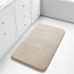 Yimobra Memory Foam Bath Mat 92 x 61 cm, Non Slip Bathroom Mat, Soft Absorbent Quick Dry Bath Rug, Machine Washable for Shower, Sink and Bathroom, Beige