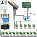 PChero Solar Irrigation System Kit, Automatic Self Watering System with Timer Garden Greenhouse Drip Irrigation System with 15M Hose for Pots Lawn Indoor Outdoor Plants