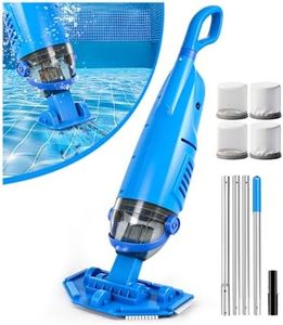 LanBlu Poolsauger Akku, Doppelbürstenköpfe Pool Staubsauger Akku mit Teleskopstange bis zu 250cm, 4200L/H Poolsauger Bodensauger mit 4 Filter,Rückflussverhinderungsdesign Pool Bodenreiniger Dunkelblau