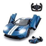 RASTAR RC Car | 1/14 Ford GT Remote Control RC Race Toy Car for Kids, Open Doors by Manual, Blue 2.4G, Gifts for Kids Boys