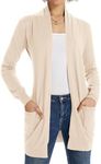 GRACE KARIN Women's Casual 2024 Fall Outfit Long Sleeve Cardigan Sweater Pockets Light Apricot M