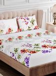 SEJ by Nisha Gupta Bedsheet for Double Bed Cotton | Bedsheets Queen Size Double Bedsheet with 2 Pillow Covers | Floral Printed Soft Bedsheet King Size Bed | All Season Comfort