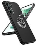 Phone Case for Samsung Galaxy S22 Phone Case Cover: Samsung S 22 Case Shockproof with Ring Holder Magnetic Stand, Shock Proof Protection Lightweight Silicone Hybrid 5G Cover Black